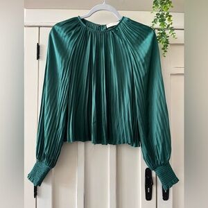 ULLA JOHNSON AIDY PLEATED LONG SLEEVE BLOUSE TOP SIZE 2 like new